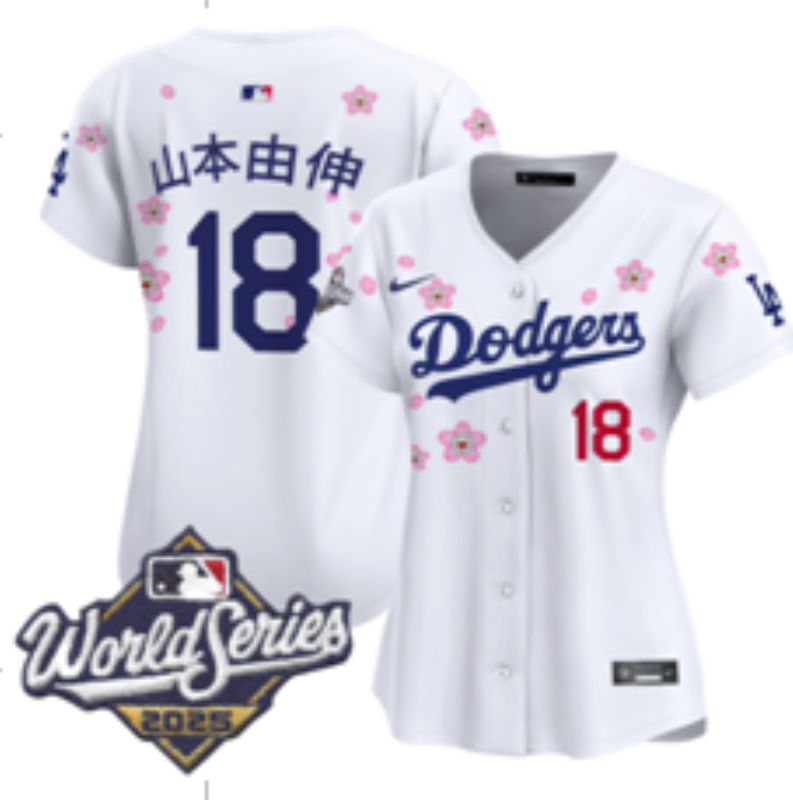 Women Nike 2026 Los Angeles Dodgers #18 Yamamoto White Sakura Edition Game MLB Jersey 072->youth mlb jersey->Youth Jersey
